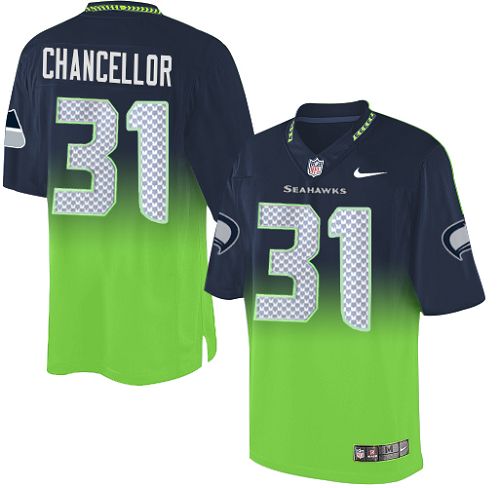 Men's Elite Kam Chancellor Nike Jersey Navy/Green - #31 Fadeaway NFL Seattle Seahawks